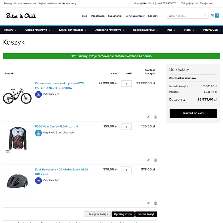 Bike & Chill – sklep B2C z produktami rowerowymi