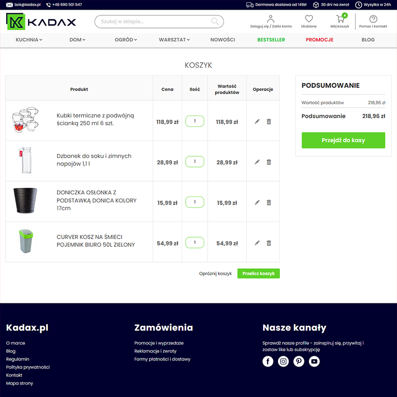 KADAX – sklep B2C z branży dom i ogród